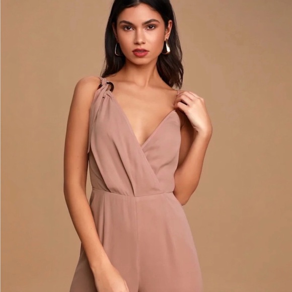 Lulus Mauve Tie Strap Wide Leg Jumpsuit Size Small - Picture 5 of 12